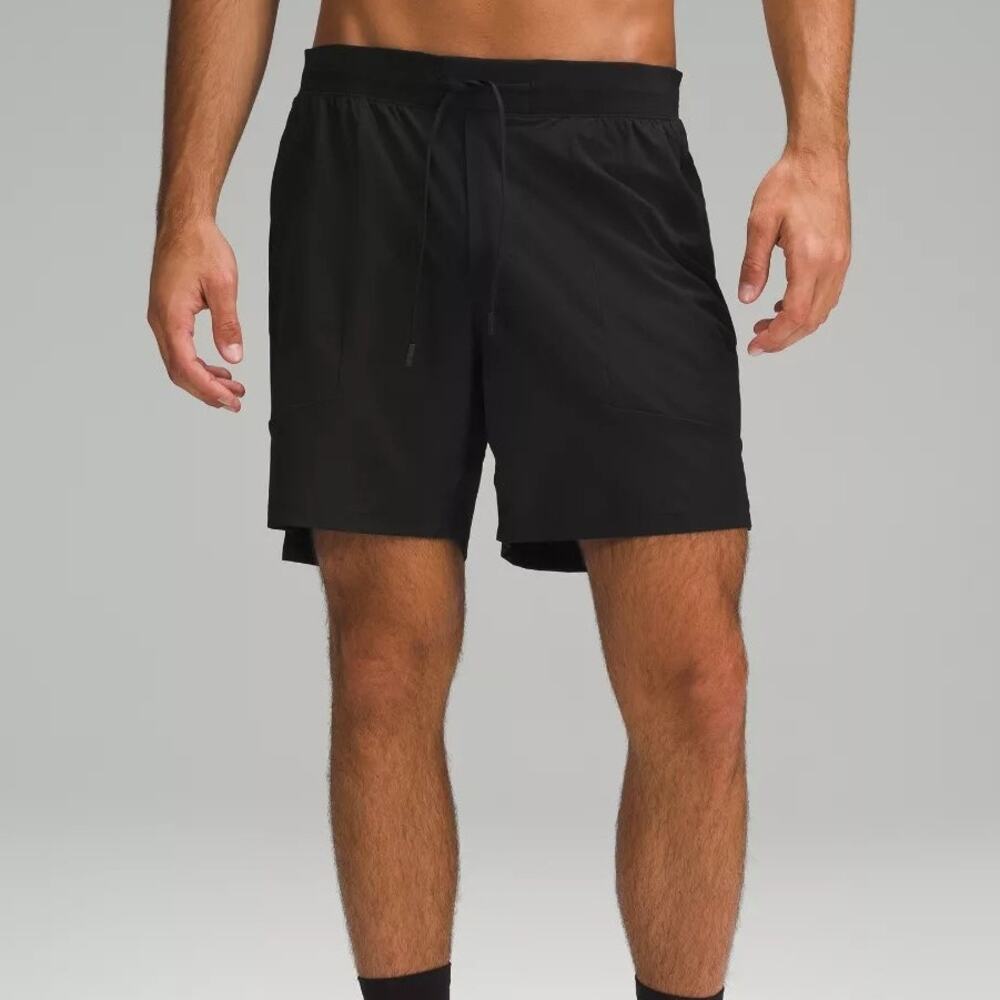 Lululemon Mens License to Train Linerless Short 7" Size S Black Gym Workout Run